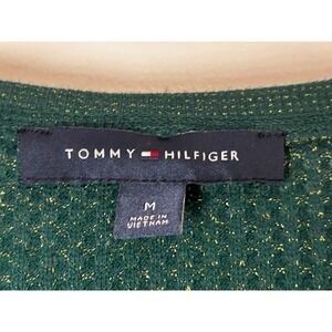 Tommy Hilfiger Long Sleeve Cold Shoulder Top Forest Green / Gold‎ Glitter Medium